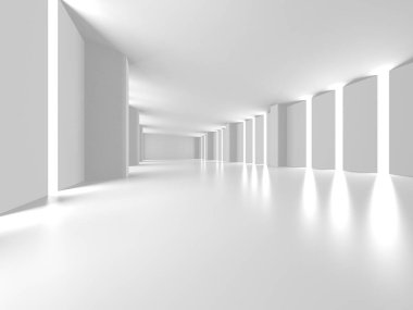 Soyut Beyaz Mimari Tasarım Konsepti. 3d Görüntüleme