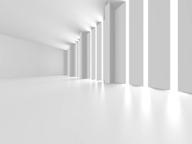 Soyut Beyaz Mimari Tasarım Konsepti. 3d Görüntüleme