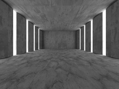 Dark Beton Duvar Mimarisi. Boş Oda. 3d Görüntüleme