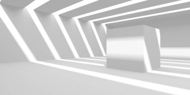 Soyut Beyaz Mimari Tasarım Konsepti. 3d Görüntüleme