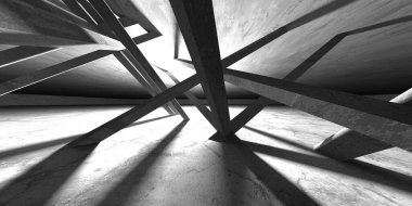 Soyut mimari iç plan. Boş beton oda. 3d hazırlayıcı