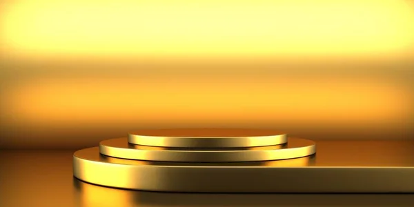 Golden Luxurious Pedestal Blank Podium Beautiful Elegant Background Render — Stock Photo, Image