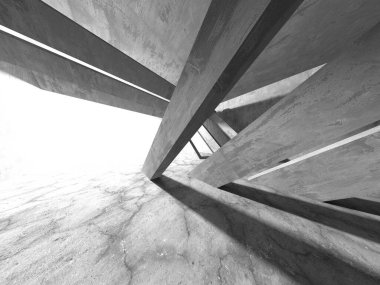 Soyut mimari iç plan. Boş beton oda. 3d hazırlayıcı