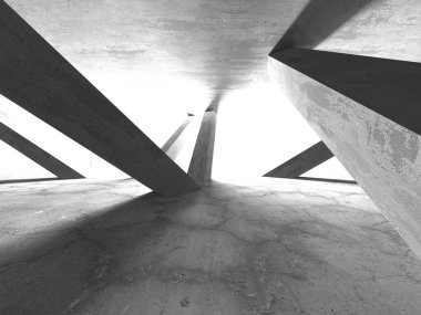 Soyut mimari iç plan. Boş beton oda. 3d hazırlayıcı