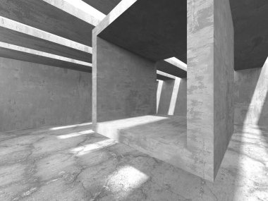 Soyut mimari arka plan. İçi boş beton döşeme. 3d hazırlayıcı