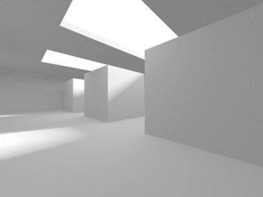 Aydınlatılmış koridor iç tasarımı. Boş Oda İç mimarisi. 3 Boyutlu Hazırlama