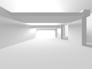 Beyaz Modern Arkaplan. Soyut Bina Konsepti. 3d Hazırlama