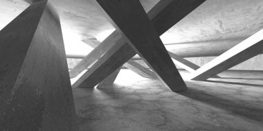 Dark Beton Duvar Mimarisi. Boş Oda. 3d Görüntüleme