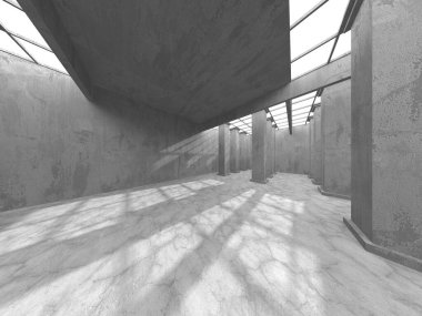 Soyut mimari iç plan. Boş beton oda. 3d hazırlayıcı