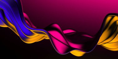 Renkli sıvı metalik dalgalı arka plan. 3d resimleme