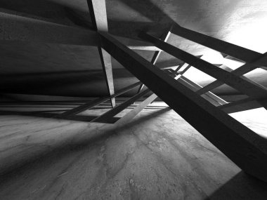 Soyut mimari iç plan. Boş beton oda. 3d hazırlayıcı