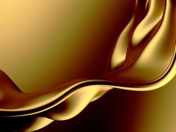 Fundo Líquido Ondulado Abstrato Dourado Renderizar Ilustração — Fotografia de Stock