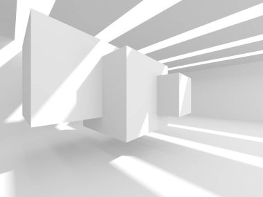 Aydınlatılmış koridor iç tasarımı. Boş Oda İç mimarisi. 3 Boyutlu Hazırlama