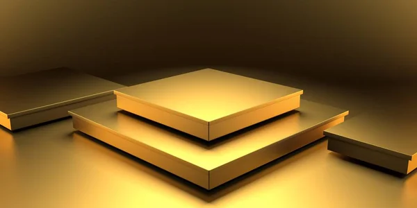 Zlatý Luxusní Podstavec Nebo Prázdné Pódium Krásné Elegantní Pozadí Vykreslení — Stock fotografie