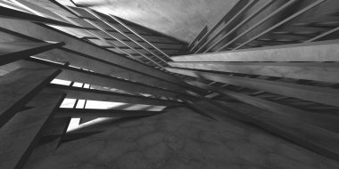 Soyut mimari iç plan. Boş beton oda. 3d hazırlayıcı