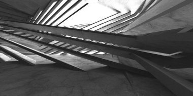 Soyut mimari iç plan. Boş beton oda. 3d hazırlayıcı