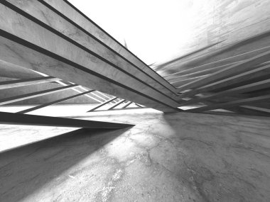 Dark Beton Duvar Mimarisi. Boş Oda. 3d Görüntüleme