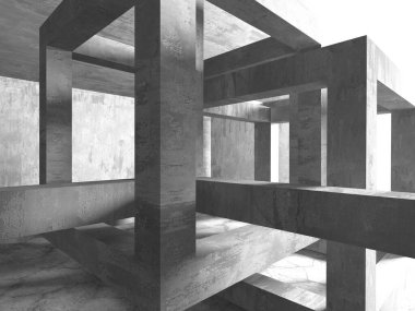 Dark Beton Duvar Mimarisi. Boş Oda. 3d Görüntüleme