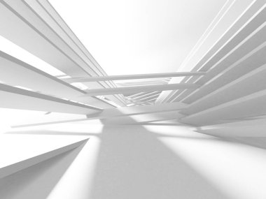 Soyut Beyaz Mimari Tasarım Konsepti. 3d Görüntüleme