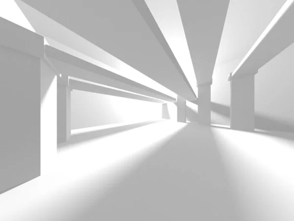 Illuminated corridor interior design. Empty Room Interior Background. 3D render