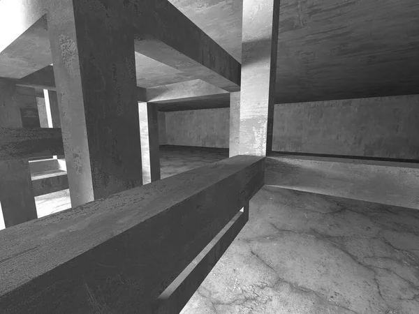 Arquitetura Abstrata Fundo Interior Concreto Áspero Vazio Renderização — Fotografia de Stock