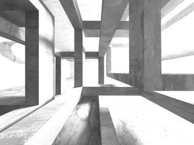 Soyut mimari iç plan. Boş beton oda. 3d hazırlayıcı