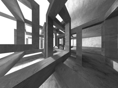 Soyut mimari iç plan. Boş beton oda. 3d hazırlayıcı