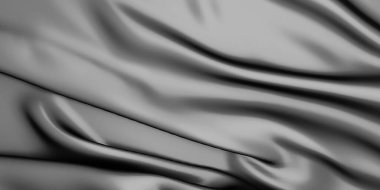 Soyut arka plan lüks kumaş. Pürüzsüz siyah ipek ya da saten kumaş. 3d resimleme