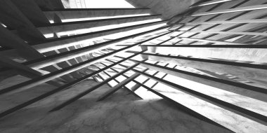 Soyut mimari arka plan. İçi boş beton döşeme. 3d hazırlayıcı