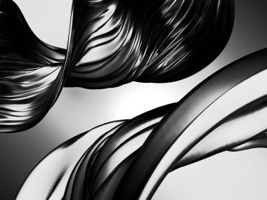 Metalik, soyut, dalgalı sıvı arka plan. 3d resimleme