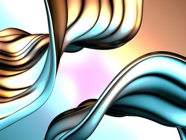 Colorful Liquid Metallic Wavy Background Render Illustration — Stock Photo, Image