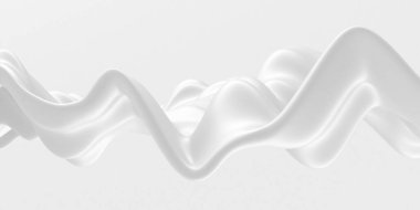 Beyaz soyut sıvı dalgalı arka plan. 3d resimleme