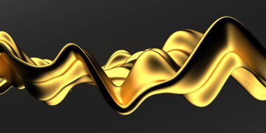 Altın soyut dalgalı sıvı arka plan. 3d resimleme