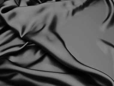 Soyut arka plan lüks kumaş dalgaları. Koyu dalgalı yumuşak kırışık kumaş. 3d resimleme