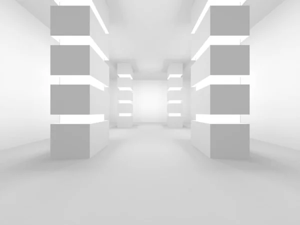 Illuminated Corridor Interior Design Empty Room Interior Background Render — Stock Photo, Image