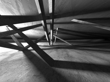 Soyut mimari iç plan. Boş beton oda. 3d hazırlayıcı