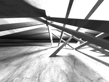 Soyut mimari iç plan. Boş beton oda. 3d hazırlayıcı