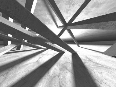 Dark Beton Duvar Mimarisi. Boş Oda. 3d Görüntüleme