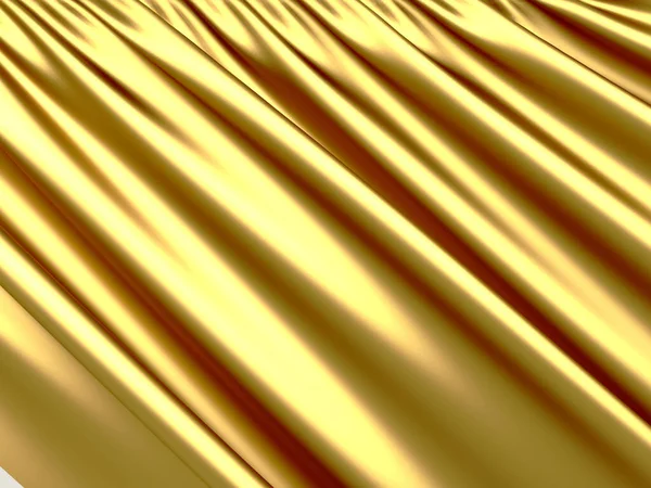 Fundo Seda Tecido Dourado Textura Ondulada Cetim Amarelo Renderizar Ilustração — Fotografia de Stock