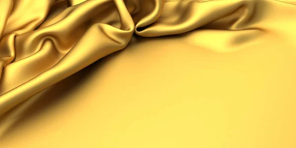 Fondo Seda Tela Dorada Textura Ondulada Satinada Amarilla Ilustración Renderizado —  Fotos de Stock