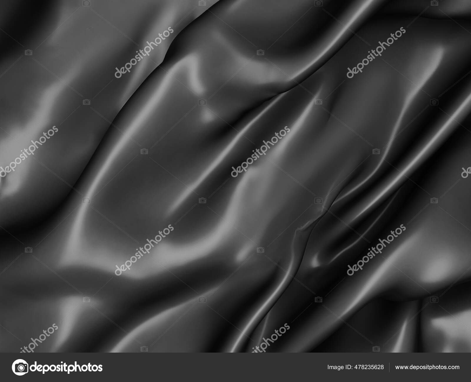 Black silk or satin fabric abstract background. Black abstract