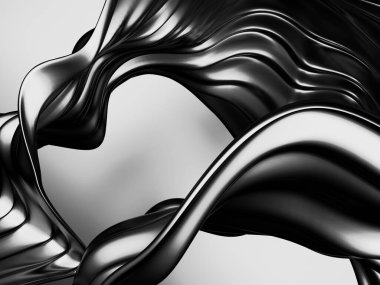 Metalik, soyut, dalgalı sıvı arka plan. 3d resimleme