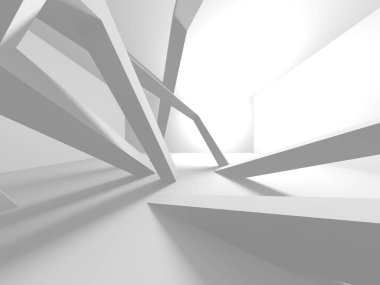 Aydınlatılmış koridor iç tasarımı. Boş Oda İç mimarisi. 3 Boyutlu Hazırlama