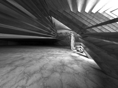 Soyut mimari iç plan. Boş beton oda. 3d hazırlayıcı