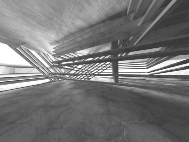 Soyut mimari iç plan. Boş beton oda. 3d hazırlayıcı