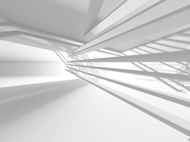 Beyaz Modern Arkaplan. Soyut Bina Konsepti. 3d Hazırlama