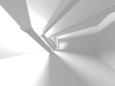 Beyaz Modern Arkaplan. Soyut Bina Konsepti. 3d Hazırlama