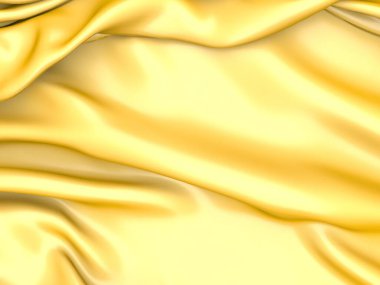 Altın ipekten zarif bir arka plan. Kumaş dokusu. 3d resimleme