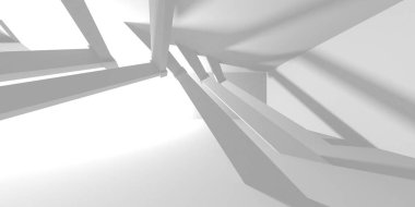 Soyut Beyaz Mimari Tasarım Konsepti. 3d Görüntüleme
