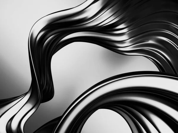 Metallic Abstract Wavy Liquid Background Render Illustration — Stock Photo, Image